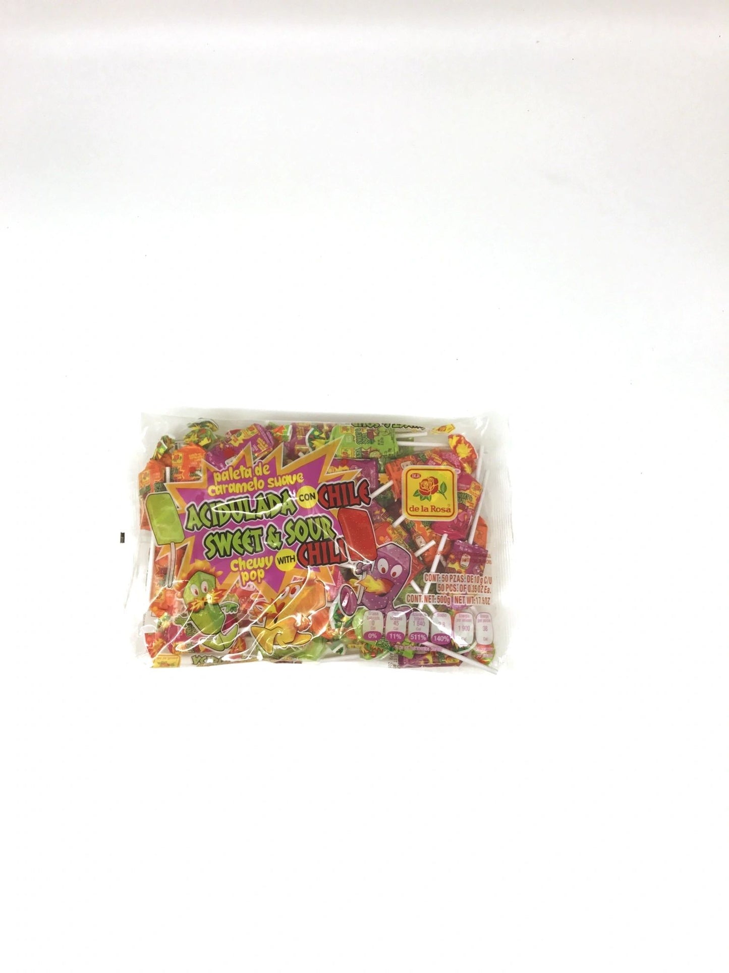 De La Rosa Sweet And Sour Chewy Lollipop 50 ct